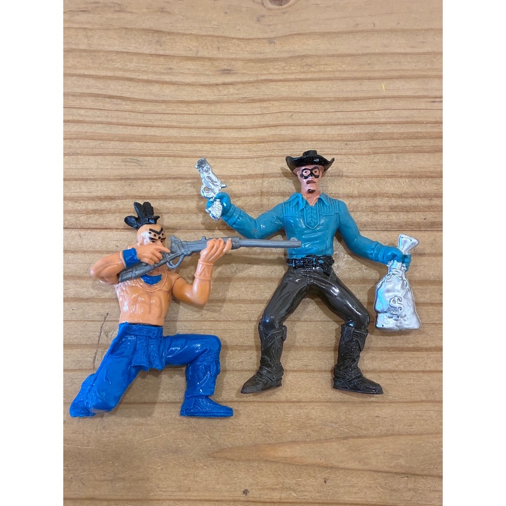 Vintage Wild West Action Figure Lot Masked Bandit and Native American Warrior